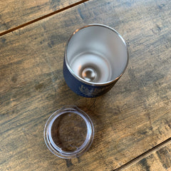 12-oz insulated tumbler, stainless steel inside and lid shown