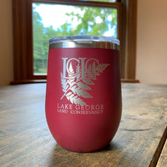 12-oz maroon insulated tumbler, etched LGLC logo
