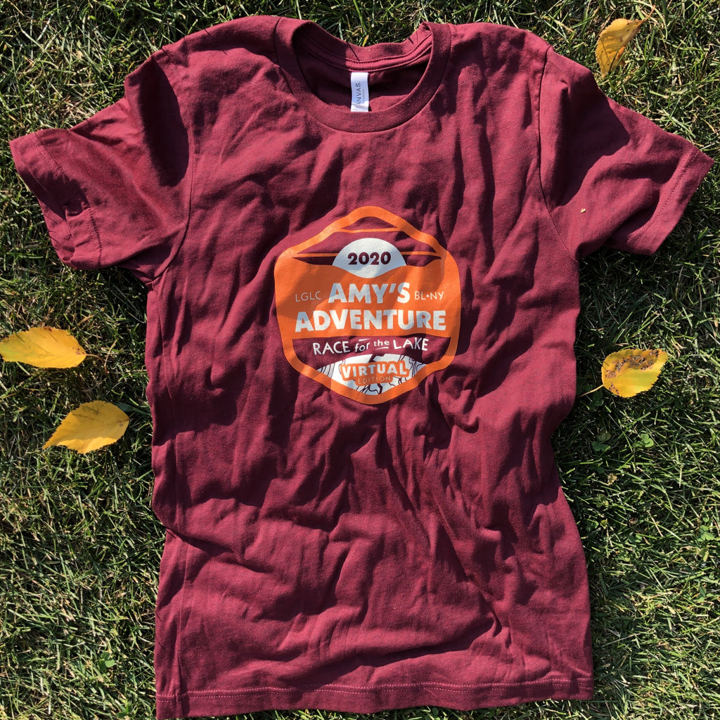 Front of 2020 Amy's Race shirt with updated logo