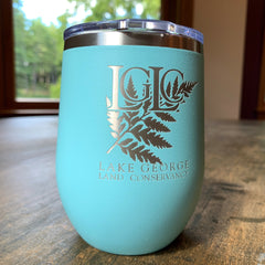 12-oz teal insulated tumbler, etched LGLC logo